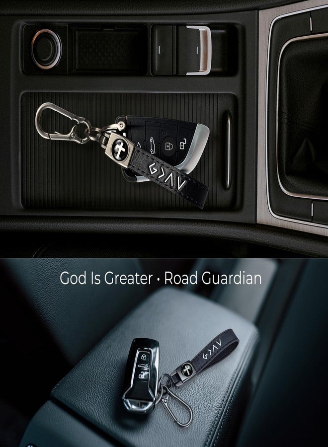 TLOEP Christian Cross Leather Keychain - God Is Greater Than the Highs and Lows Key Ring, Christian Gift for Men, Christmas Stocking Stuffer, Car Key Accessory for Dad Husband Boyfriend - Image 5